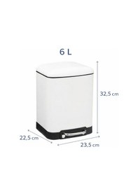Resim Omnipazar Genesit Gsc501w Paslanmaz Kare Pedallı Çöp Kovası 6 Litre Beyaz Beyaz 