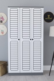 Resim Remaks Fuga 3 Kapaklı Elbise Dolabı - Antrasit Gövde Beyaz Kapak 