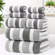 Resim 8 adet/Set Lint Olmayan, Süper Emici, Süper Yumuşak, Beş Yıldızlı Otel Standartı İki Renkli Çizgili Aralıklı Banyo Havlu Seti! 2 Büyük Banyo Havlusu, 2 Büyük Yüz Havlusu ve 4 El Havlusu içerir - Ev, Plaj, Açık Hava için uygun 