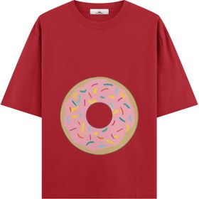 Resim Donut Girl - Hamile Oversize Tshirt - Kırmızı / XL / Oversize 