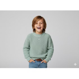 Resim CLOUDY WEAR&DESİGN Erkek Çocuk Bisiklet Yaka Selanik Örgü Triko Kazak (2-13 Yaş) 