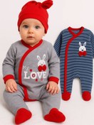 Resim Babydonat Love Desenli Erkek Bebek 4'lü Tulum Seti 