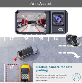 Resim Createtech 3 Kanallı Araç Kamerası, 1080p Dvr Kayıt, Arkadan Görüş, Araba Aksesuarları 