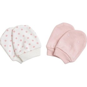 Resim Andywawa Kız Bebek Pembe Yeni Doğan 2'li Eldiven Seti Ac23782 Bej 