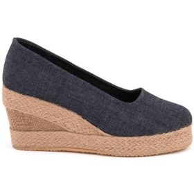 Resim Kot Mavi Kot Mavisi Platformlu Keten Dolgu Topuk Pl1000-1022 