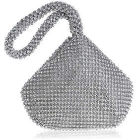 Resim Ebitda Kadın Ziyafet Elmas Portföy Çanta 001 - Polyester - Manyetik Kapı - Kozmetiklik Gümüş 