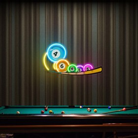 Resim Bilardo Baskılı - Neon Tabela - 85cm | 33in / MultiColor 