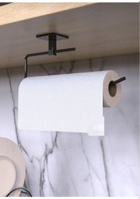 Resim Yapışkanlı 4 Lü Set Uzun Havluluk Yuvarlak Havluluk Wc Kagıdı Askısı Kağıt Havluluk Askısı Siyah 