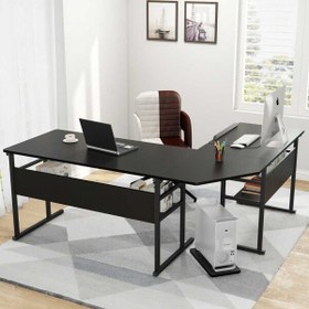 Resim Zizuva Tasarım 180+150x60x75 CM L Model Siyah Çizim ve Çalışma Masası 