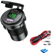 Resim 60w Pd Tip C/qc 3.0 Usb Şarj Cihazı Düğmeli Anahtar Led Voltmetre Yeşil Hat 