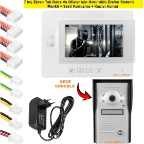 Resim Ucuzcu Market 7 Inç Ekran Tek Daire ve Ofisler Için Görüntülü Diafon Sistemi (Renkli+Sesli Konuşma+Kapıyı Açma) 