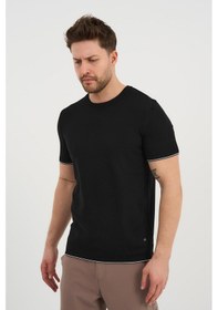Resim Alexander Gardi Alexandergardı Bisiklet Yaka Kolları Şeritli Triko T-shirt 1243 Siyah 