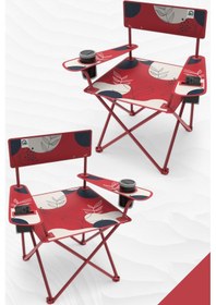 Resim Perilla Qufi Katlanır Kamp Piknik Sandalyesi Rejisör Koltuğu 2 Adet - Kırmızı Kırmızı 