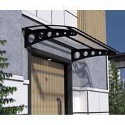 Resim Şentürk Metal Taşıyıcılı Kapı Üstü Pratik Sundurma Siyah - Şeffaf Levha 290 x 100 Md1 