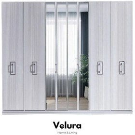 Resim Rio Gümüş Modern 6 Kapaklı Aynalı Gardırop Dolap 