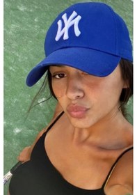 Resim Unisex Ny Nakışlı Mavi Kep Şapka Mavi 