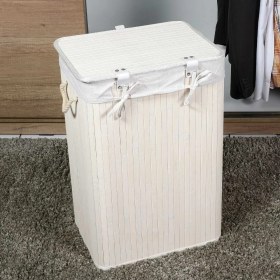 Resim Adore Handy Mate Bambu Çamaşır Sepeti Beyaz 40x60x31 cm Çok Amaçlı Kullanım Alanı 
