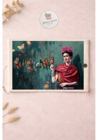 Resim Kitap Kılıfı Ve Metal Kitap Ayracı Seti Frida Kahlo Kelebekler 
