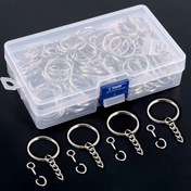 Resim 300 adet 1"25mm Anahtarlık Halkaları Seti, 100 adet Zincirli Anahtarlık Halkaları, 100 adet Atlama Halkası ve 100 adet Vidali Göz Pimleri ile Takı Yapımı İçin 
