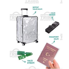 Resim Trink Çanta Şeffaf Valiz Kılıfı Seti Valiz Kılıfı-valiz Kemeri-valiz Etiketi-pasaport Kılıfı Şeffaf 