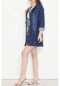 Resim Uzun Kot Ceket Mavitaşlama - 18538.1836. Çok Renkli 