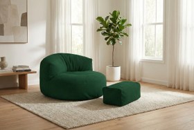 Resim Mila Modell Zümrüt Yeşili Puff & Armut Koltuk Relax Koltuk & Ayak Puflu 