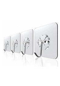 Resim Pratik 4 Adet Güçlü Şeffaf Duvar Askısı Askılığı Yapışkan Kancalı Mutfak Banyo Askı Şeffaf 