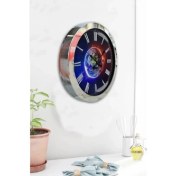 Resim Bahat Krom Çerçeveli Salon Ofis Duvar Saati 36 cm 