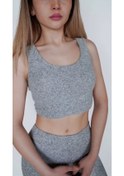 Resim Yumuşak Dokulu Kalın Askılı Crop Top 