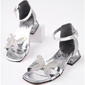 Resim Muggo Lola Cırtlı Ve Simli Günlük Kız Çocuk Sandalet Gümüş 