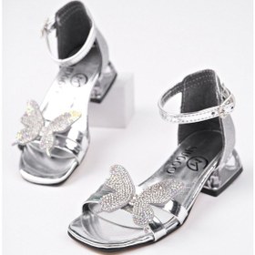 Resim Muggo Lola Cırtlı Ve Simli Günlük Kız Çocuk Sandalet Gümüş 