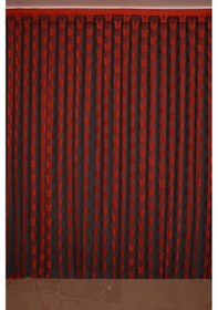 Resim Kelebek Model Kırmızı Renk İp Perde Hazır Düğmeleri Dikilmiş İp Perde 300 270 Cm Kırmızı 