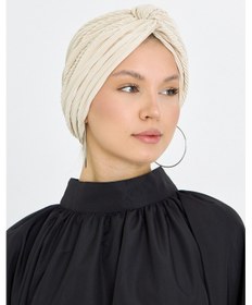 Resim Hürrem Bone Bej Çapraz Büzgülü Tesettür Bone Fukuro Piliseli 2512 12 Bej 