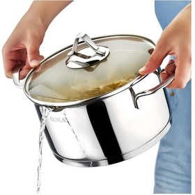 Resim Oms 2039 Silindir Ağızdan Dökme Süzgülü Derin Çelik Tencere 24x14 Cm 