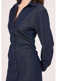 Resim Fever Yanlar Büzgülü Kadın Denim Elbise 352116033 Lacivert 
