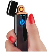 Resim Usb Şarjlı Çift Taraflı Elektronik Dokunmatik Slim Çakmak Siyah 