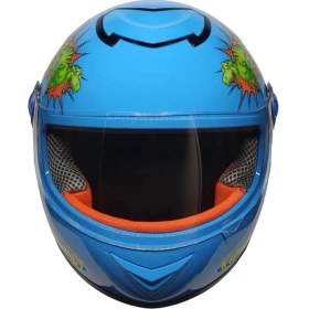 Resim Motoanl Motosiklet ve Bisiklet Çocuk Kaskı Full Face Pp Material Abs Çocuk Kask Dino Blue 