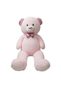 Resim Parlak Papyonlu Peluş Ayı 150 Cm Pembe Çok Renkli 