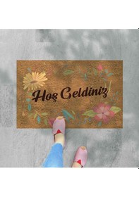 Resim Kaktüsler Temalı Coco Görünümlü Dekoratif Kapı Önü Ve Iç Mekan Paspası Siyah - Gold 