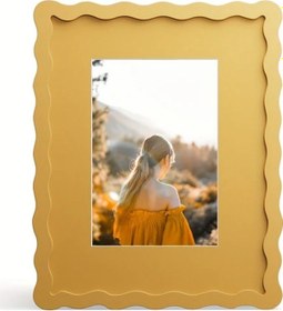Resim Sunshine022 Dalgalı Desenli 8x10 İnç Sarı Duvar Ve Masaüstü Dekorasyon Çerçevesi Modern İç Mekan Aksanı 