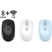 Resim Platoon Pl-1865 Usb Mavi/siyah/beyaz 3 Renk 2in1 Bluetooth Ve 2.4ghz Şarjlı Type-c Girişli Sessiz Kablosuz Mouse Pl-1865 