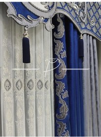 Resim Tül Perde 32327 Nolu Desen Kadife Işleme Tül Perde Ekru 