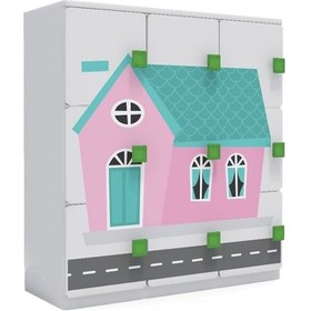 Resim 9 Kapaklı Çocuk Odası Anaokulu Kreş Dolap Şehir Temalı 