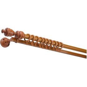 Resim Meşe Ceren Demonte Başlıklı Ahşap Rustik Perde Askısı - Tek Raylı - 175 Cm 