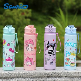 Resim Sanrio for kuromi ve for my melody Karikatür Anime Pop-Up Pipetli Su Şişesi, Taşıma Kayışı ile, 800ml, Düşmeye Karşı Tasarım 
