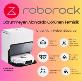 Resim Roborock Ultra Akıllı Robot Süpürge Beyaz 1000 Pa Emiş Gücüyle Düz Zemin Temizliği İçin 