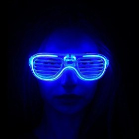 Resim Kuzgun Ticaret Mavi LED Işıklı Parti Gözlüğü - Neon Glow Şerit Gözlük 3 Modlu - Lisinya 