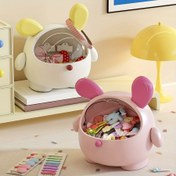 Resim 1 adet Sevimli Karikatür Tavşan Tasarımı Plastik Mücevher ve Saç Aksesuarı Düzenleyici - Büyük Kapasite, Pembe Beyaz Kapak, Saç Tokaları, Scrunchies ve Küçük Eşyalar için Mükemmel, Masa Düzenleyici | Eğlenceli Tasarım | İçi Doldurulabilir, Tavşan Aksesuarı 