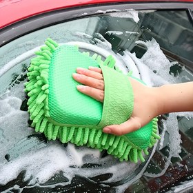 Resim 1 adet araba yıkama eldiveni, mikrofiber şenil mercan eldivenler, boyayı zarar vermez RV gövde kabuğu araba yıkama eldiveni, otomatik temizlik için pencere cam silme - piller gerekmez 