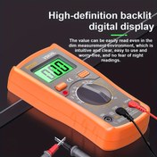 Resim 1 adet L.AOL.AU Yüksek Çözünürlüklü Arka Aydınlatmalı Dijital Multimetre, 1999 Sayım Otomatik AC/DC Gerilim & Akım Test Cihazı, Pil ile Çalışır (Fiş Yok), Siyah Kasa ile Turuncu Ekran, Ohm Ölçer, Ampermetre, Dedektör Aracı, Gece Okunabilirliği | Kompakt Multimetre | Dayanıklı Kasa 